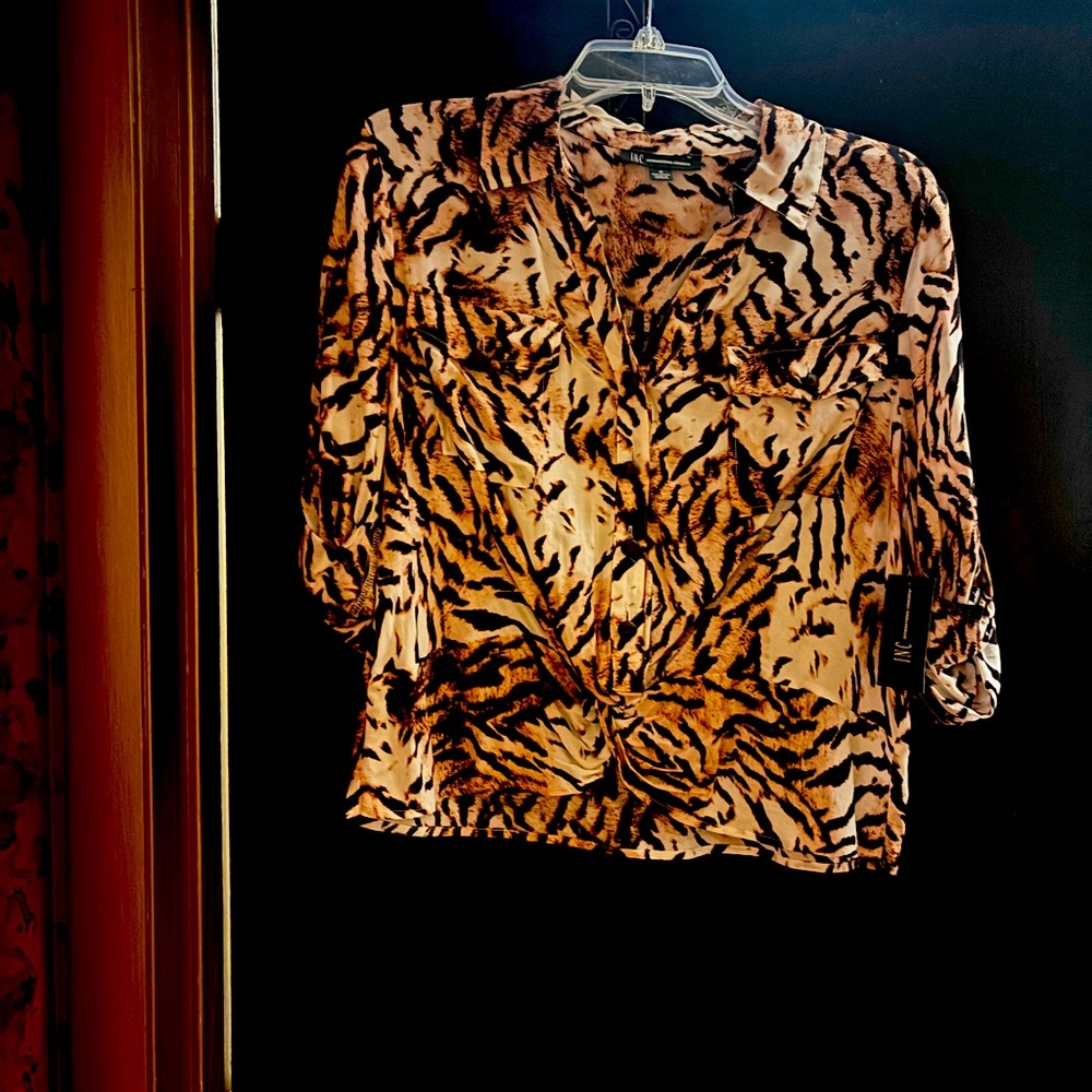 INC   brand Animal / leopard print  brown / black top  new with tags !!